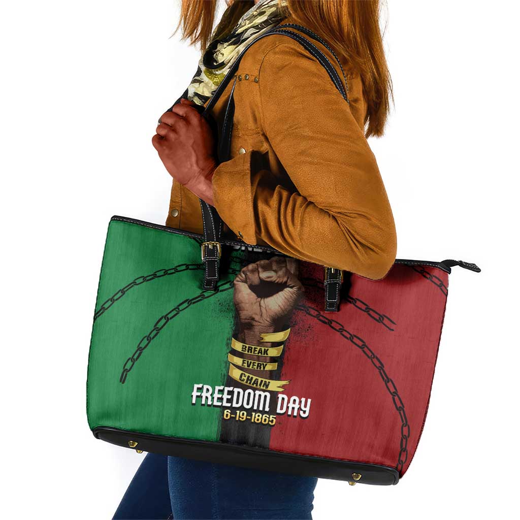 Juneteenth Freedom Day Leather Tote Bag Black Pride Month