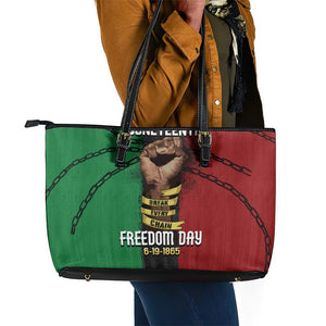 Juneteenth Freedom Day Leather Tote Bag Black Pride Month