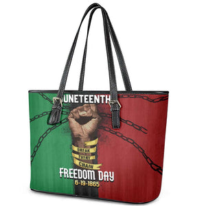 Juneteenth Freedom Day Leather Tote Bag Black Pride Month