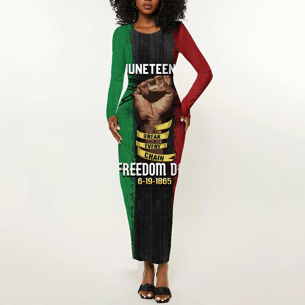 Juneteenth Freedom Day Long Sleeve Bodycon Dress Black Pride Month