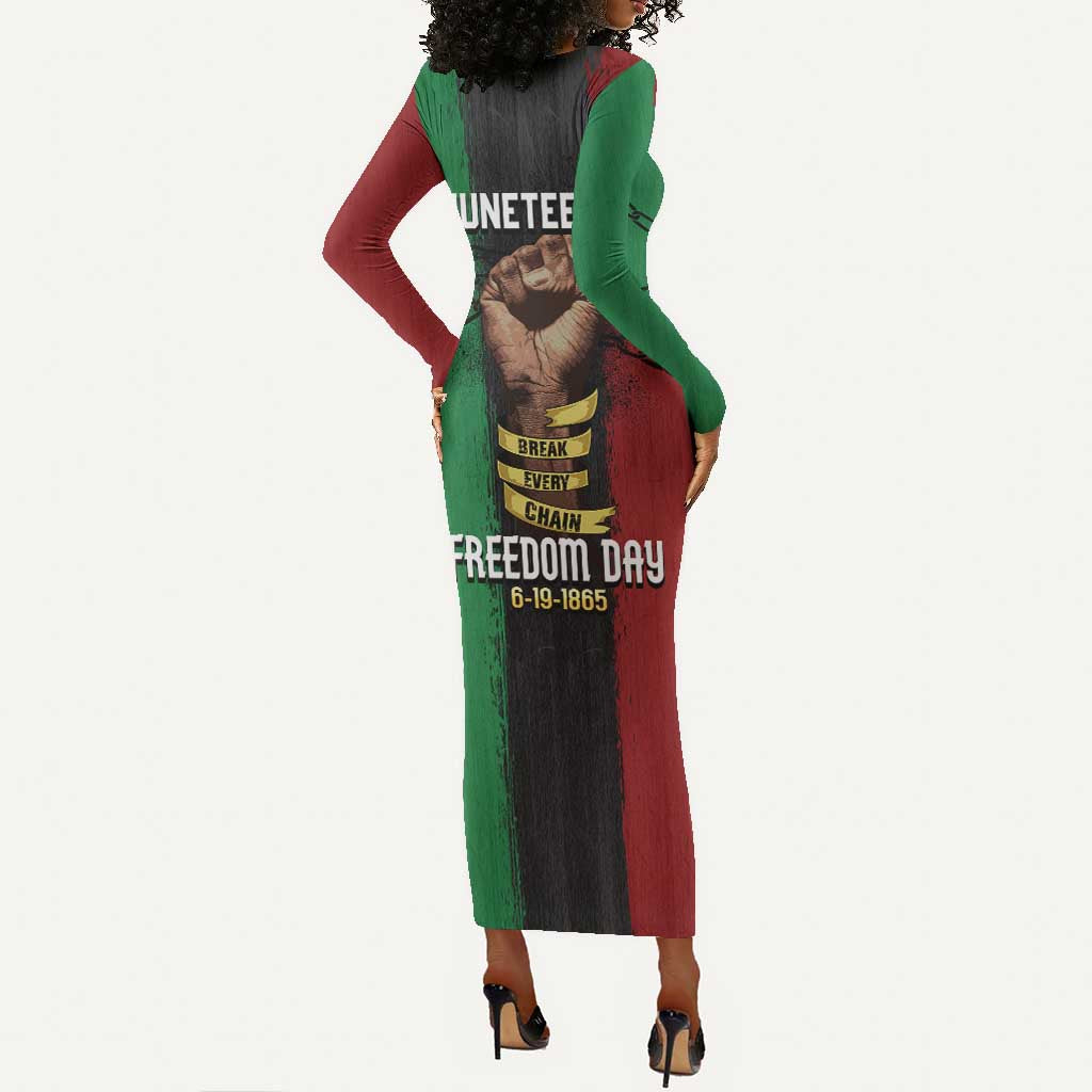 Juneteenth Freedom Day Long Sleeve Bodycon Dress Black Pride Month DT02