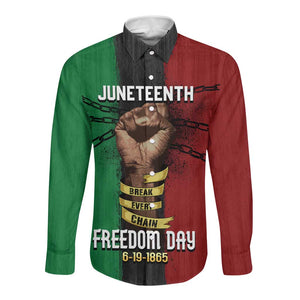 Juneteenth Freedom Day Long Sleeve Button Shirt Black Pride Month