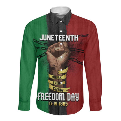 Juneteenth Freedom Day Long Sleeve Button Shirt Black Pride Month