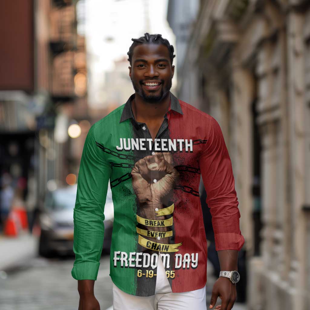 Juneteenth Freedom Day Long Sleeve Button Shirt Black Pride Month