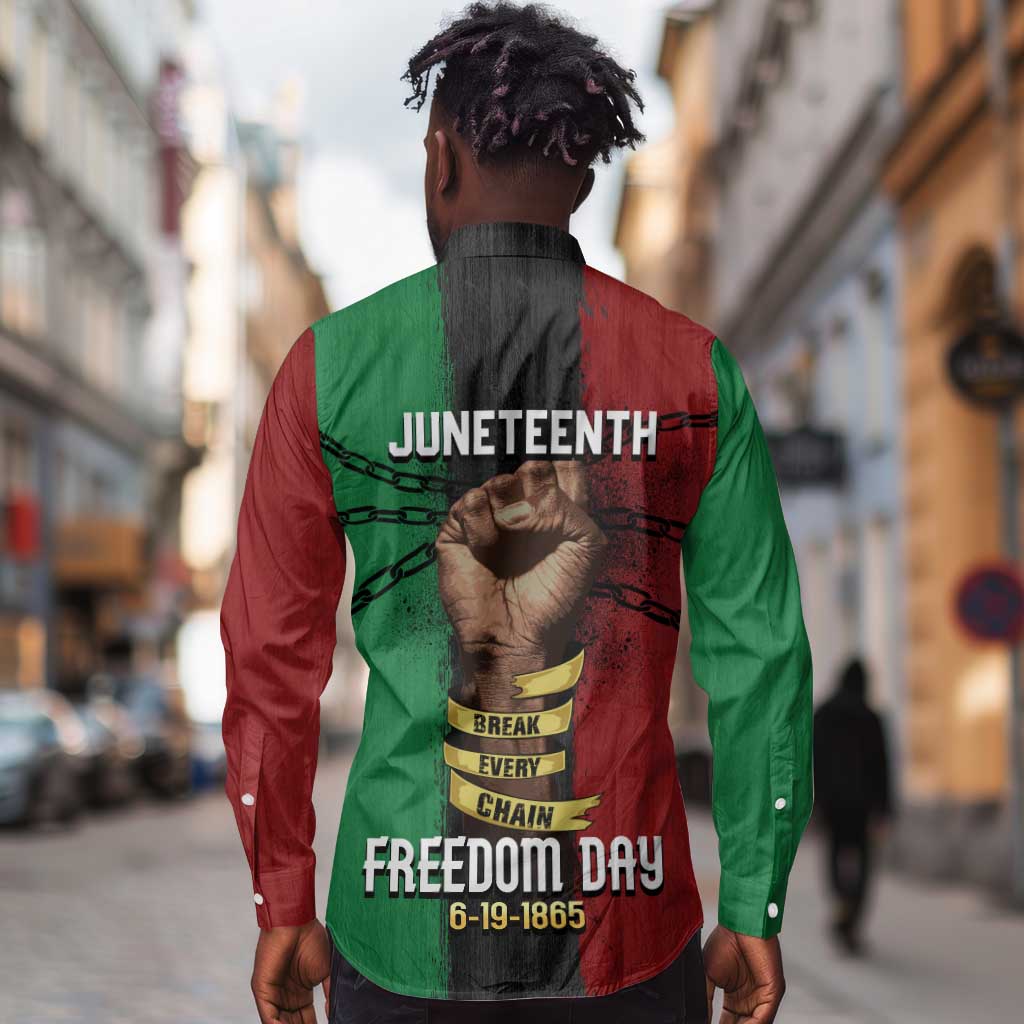 Juneteenth Freedom Day Long Sleeve Button Shirt Black Pride Month
