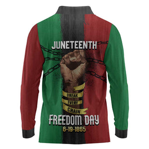 Juneteenth Freedom Day Long Sleeve Polo Shirt Black Pride Month