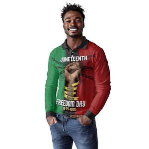 Juneteenth Freedom Day Long Sleeve Polo Shirt Black Pride Month