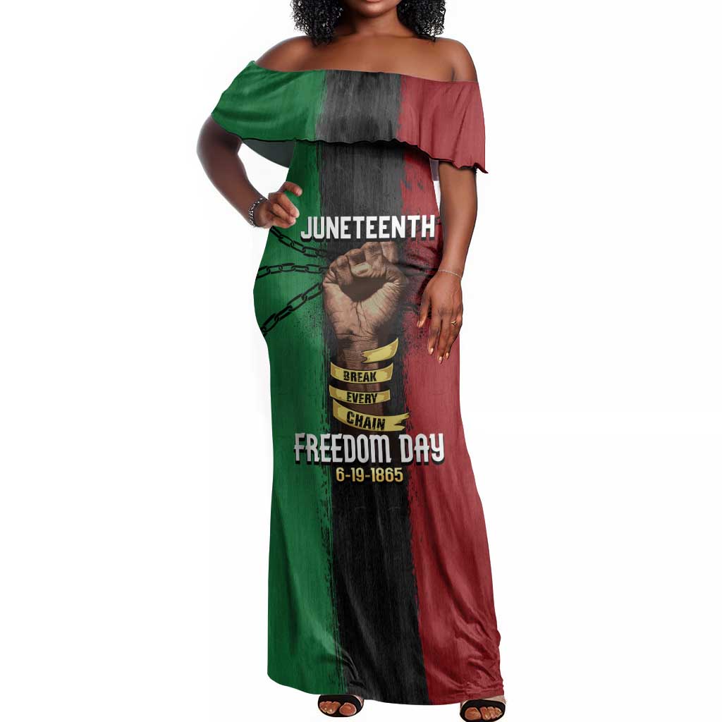 Juneteenth Freedom Day Off Shoulder Maxi Dress Black Pride Month