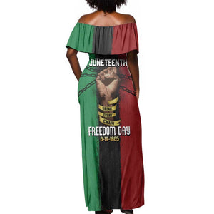 Juneteenth Freedom Day Off Shoulder Maxi Dress Black Pride Month