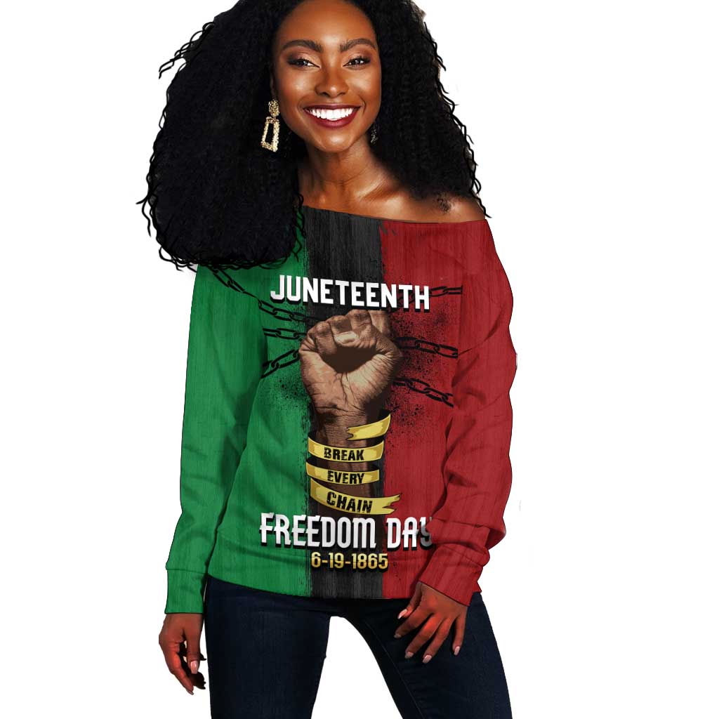 Juneteenth Freedom Day Off Shoulder Sweater Black Pride Month