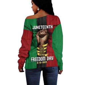 Juneteenth Freedom Day Off Shoulder Sweater Black Pride Month