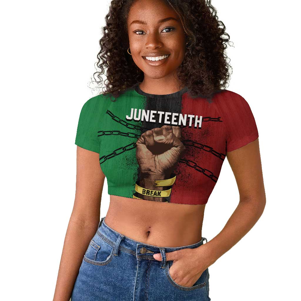 Juneteenth Freedom Day Raglan Cropped T shirt Black Pride Month