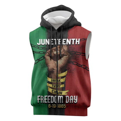 Juneteenth Freedom Day Sleeveless Zip Hoodie Black Pride Month - African Pride