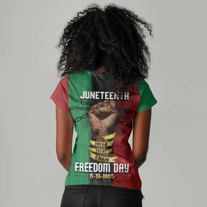 Juneteenth Freedom Day Women V-Neck T-Shirt Black Pride Month