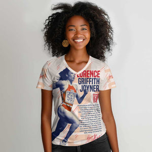 The Phenomenal Woman Flo-Jo Women V-Neck T-Shirt 1988 Olympic