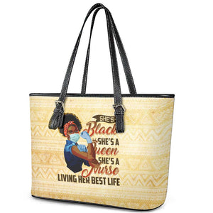 Afro Nurses Leather Tote Bag Black Queen African