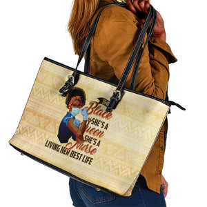 Afro Nurses Leather Tote Bag Black Queen African