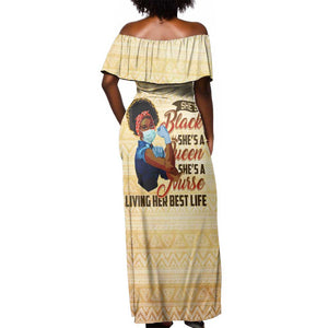 Afro Nurses Off Shoulder Maxi Dress Black Queen African