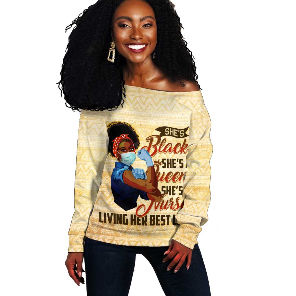 Afro Nurses Off Shoulder Sweater Black Queen African