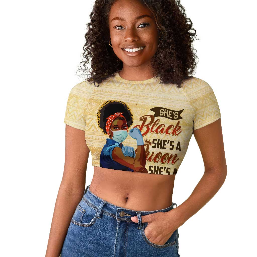 Afro Nurses Raglan Cropped T shirt Black Queen African