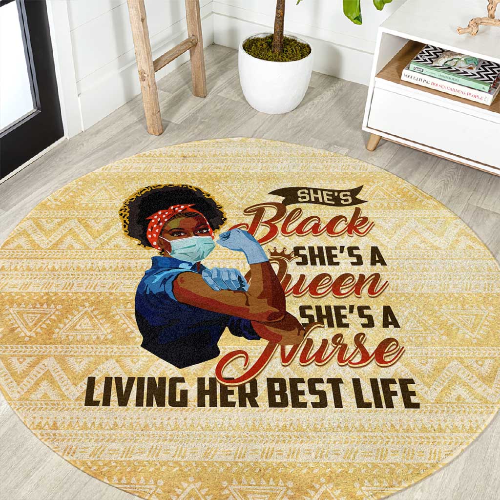 Afro Nurses Round Carpet Black Queen African