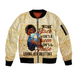 Afro Nurses Sleeve Zip Bomber Jacket Black Queen African