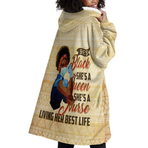 Afro Nurses Wearable Blanket Hoodie Black Queen African