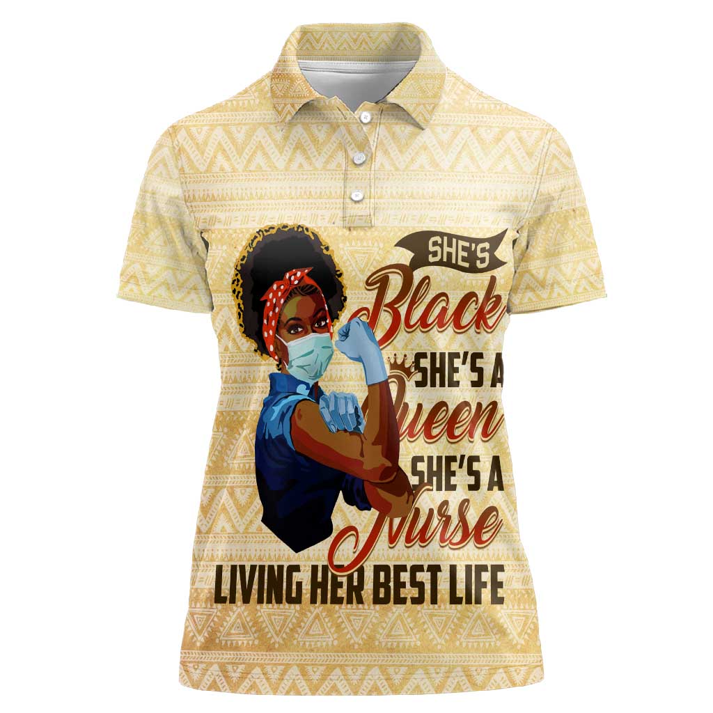 Afro Nurses Women Polo Shirt Black Queen African