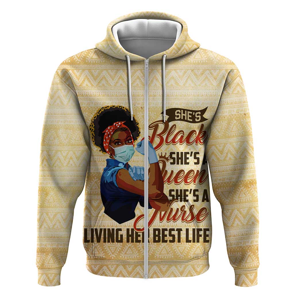 Afro Nurses Zip Hoodie Black Queen African