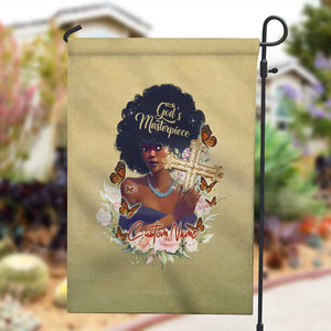 Personalized I Am God's Masterpiece Garden Flag African Women