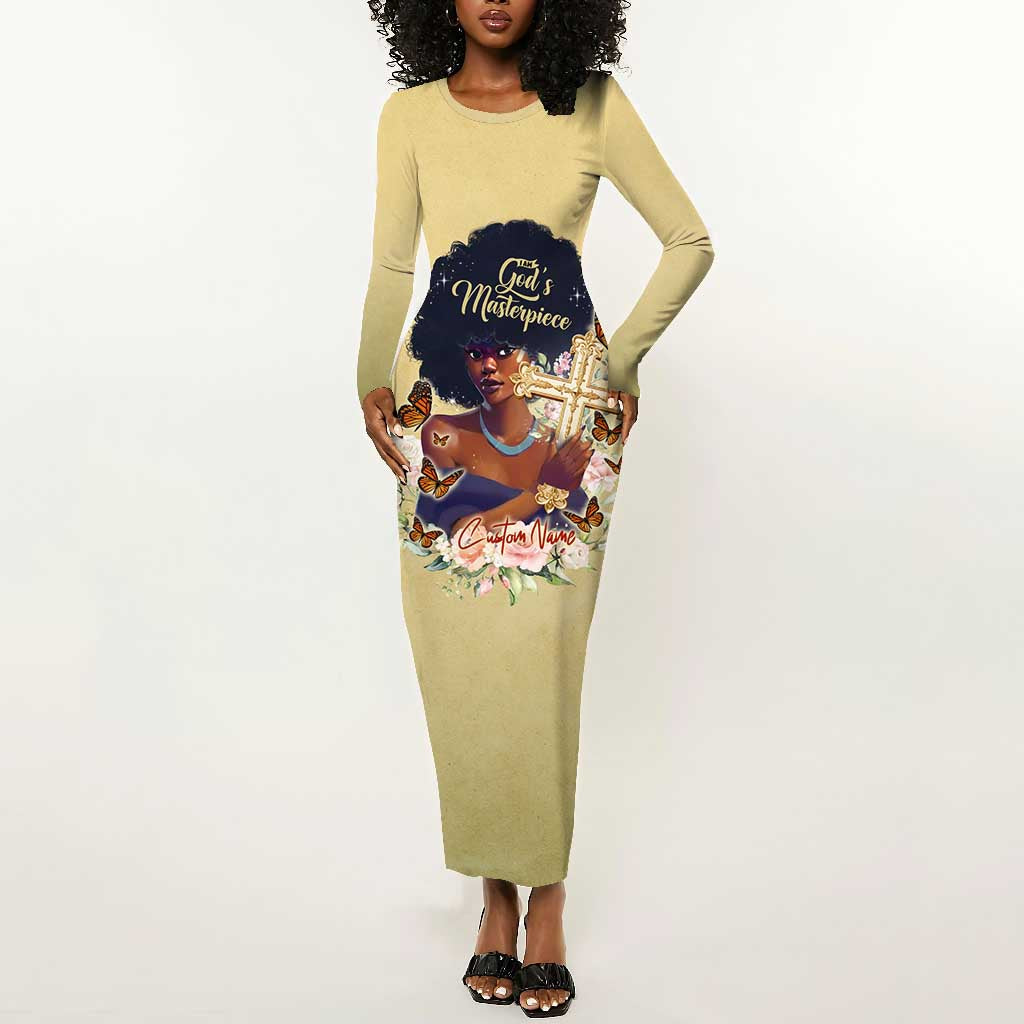 Personalized I Am God's Masterpiece Long Sleeve Bodycon Dress African Women DT02