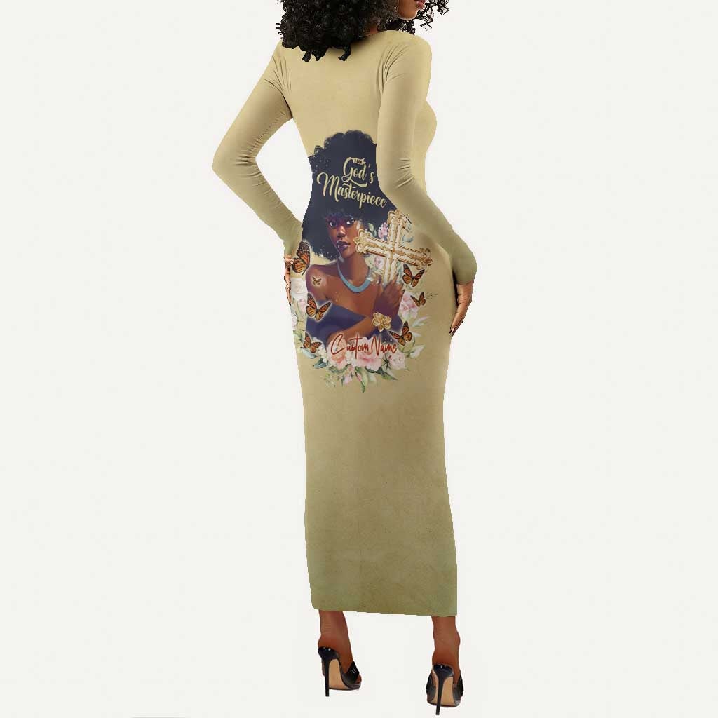 Personalized I Am God's Masterpiece Long Sleeve Bodycon Dress African Women DT02