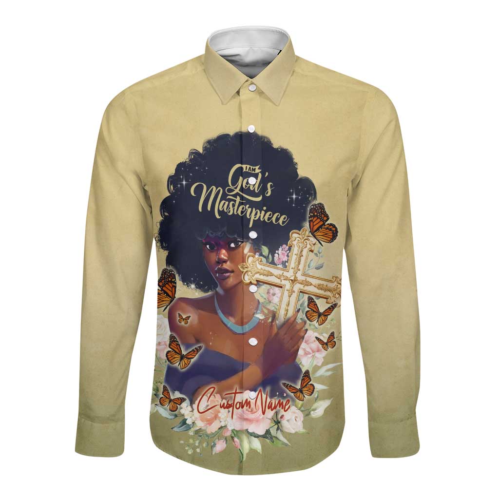 Personalized I Am God's Masterpiece Long Sleeve Button Shirt African Women