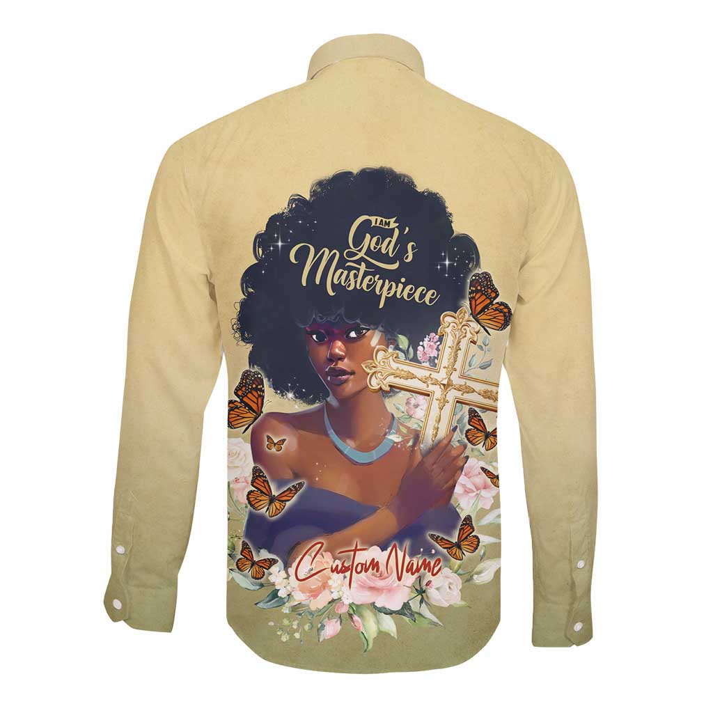 Personalized I Am God's Masterpiece Long Sleeve Button Shirt African Women