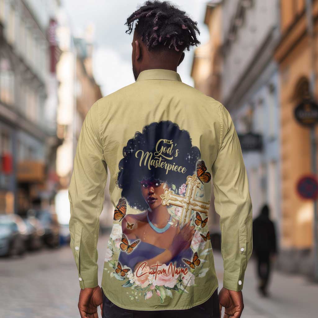 Personalized I Am God's Masterpiece Long Sleeve Button Shirt African Women