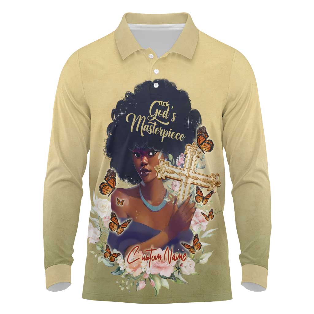 Personalized I Am God's Masterpiece Long Sleeve Polo Shirt African Women