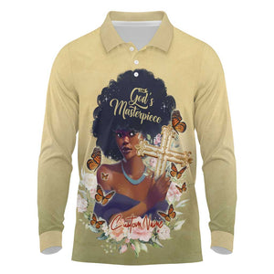 Personalized I Am God's Masterpiece Long Sleeve Polo Shirt African Women