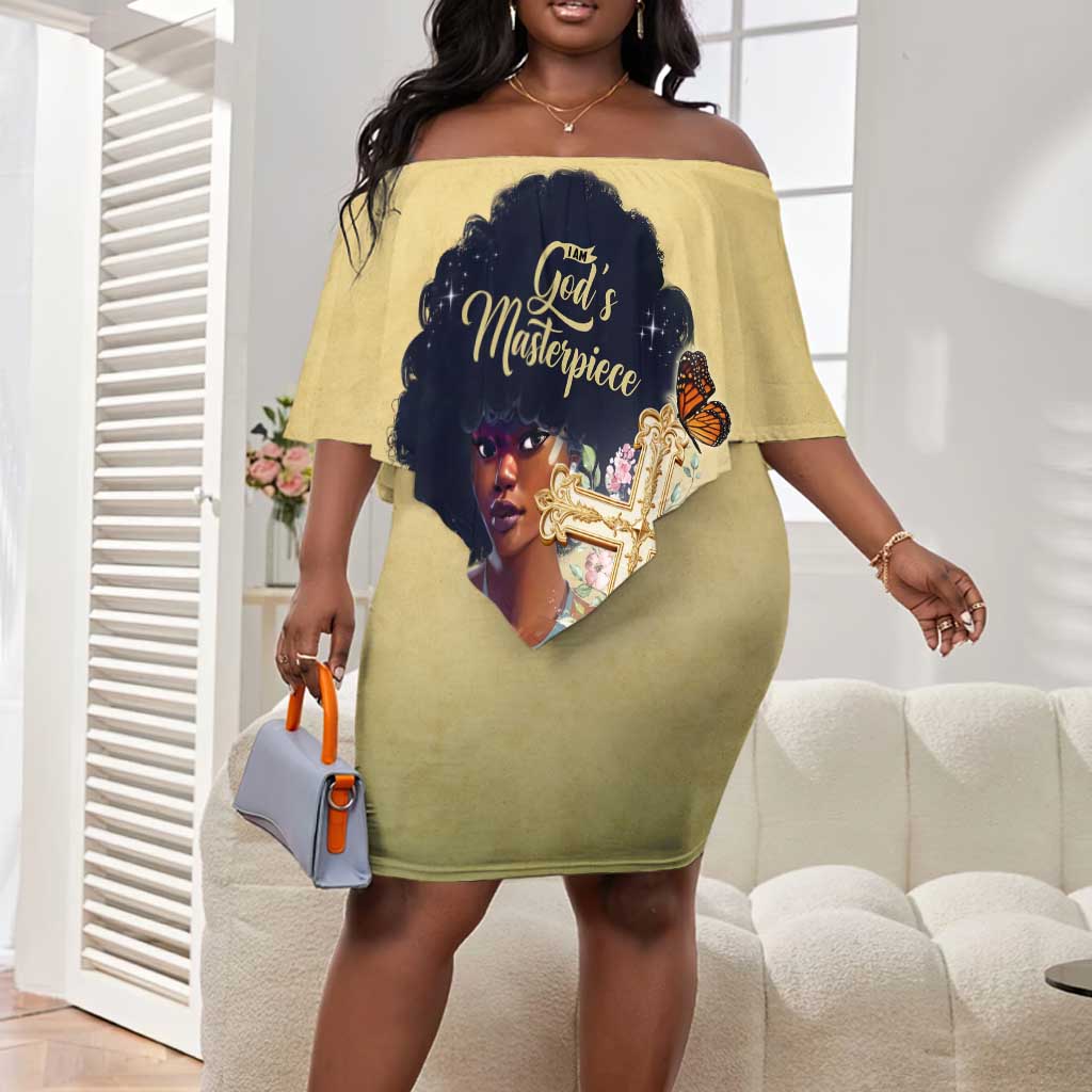 Personalized I Am God's Masterpiece Off Shoulder Short Dress African Women