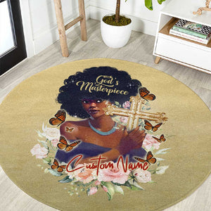 Personalized I Am God's Masterpiece Round Carpet African Women