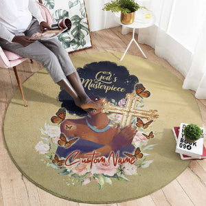 Personalized I Am God's Masterpiece Round Carpet African Women