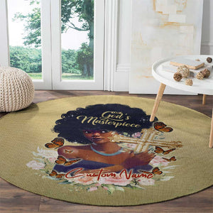 Personalized I Am God's Masterpiece Round Carpet African Women