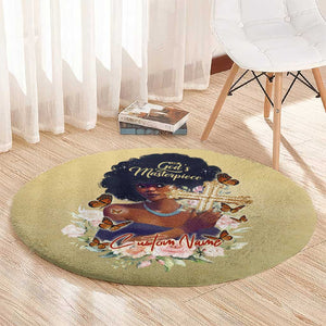 Personalized I Am God's Masterpiece Round Carpet African Women