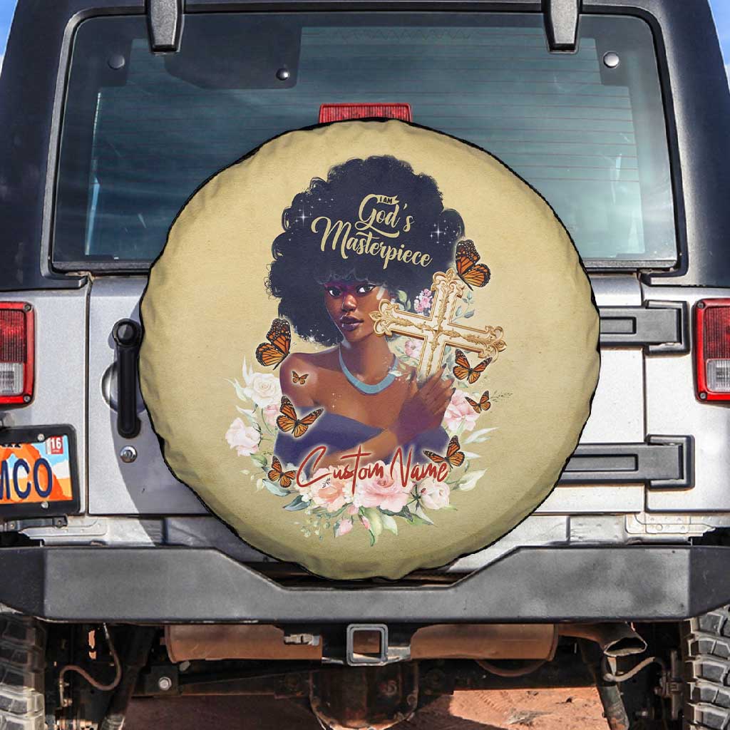 Personalized I Am God's Masterpiece Spare Tire Cover African Women