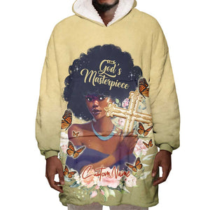 Personalized I Am God's Masterpiece Wearable Blanket Hoodie African Women