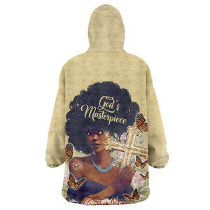 Personalized I Am God's Masterpiece Wearable Blanket Hoodie African Women