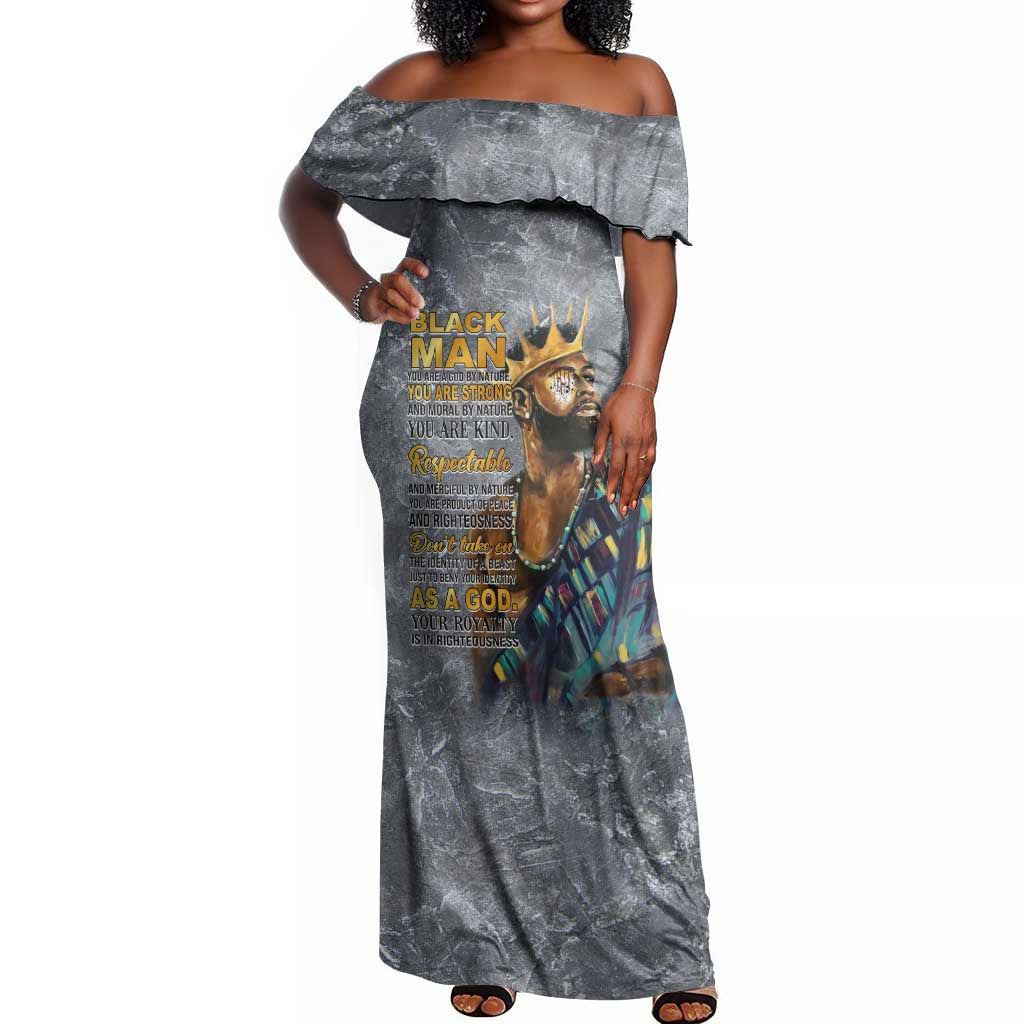 Black Man Africa Off Shoulder Maxi Dress Naturally King