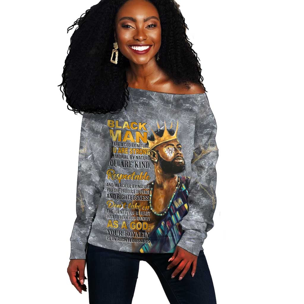 Black Man Africa Off Shoulder Sweater Naturally King