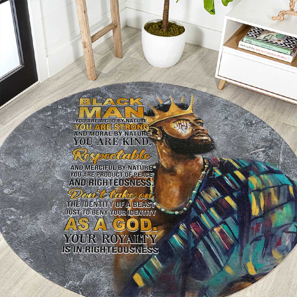 Black Man Africa Round Carpet Naturally King