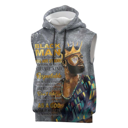Black Man Africa Sleeveless Hoodie Naturally King - African Pride