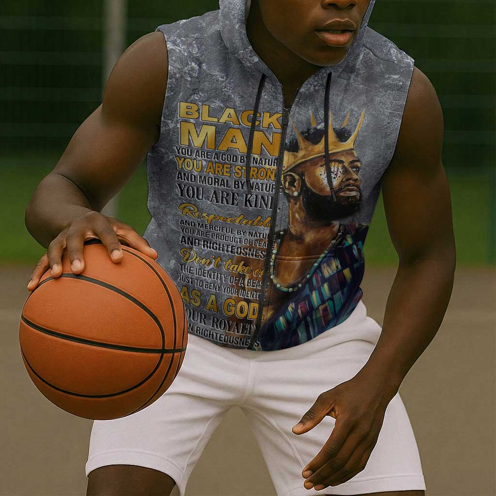 Black Man Africa Sleeveless Zip Hoodie Naturally King - African Pride